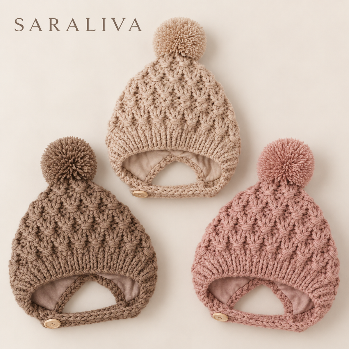 Saraliva Winter Knit Hat Trio
