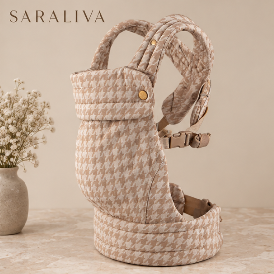 The Saraliva Embrace Baby Carrier - Beige Houndstooth