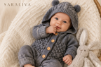 Saraliva Newborn Knit Teddy Romper Set – Soft Blush