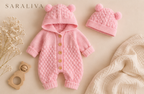 Saraliva Newborn Knit Teddy Romper Set – Soft Blush